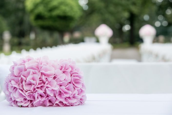 Hortensie als Tischschmuck Location Schloss Möhler