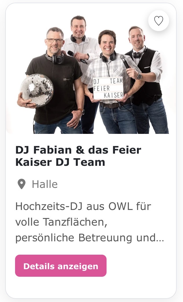 Hochzeits DJ „Fabian“ & „das Feier Kaiser“ DJ Team Hochzeits-DJ aus OWL für volle Tanzflächen, persönliche Betreuung und stilvolle Hochzeitsfeiern mit Gästen aller Generationen.