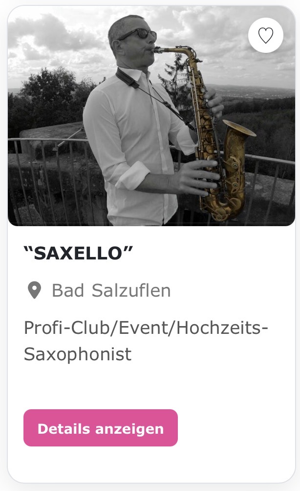 Saxophonist „Saxello“ Profi-Club/Event/Hochzeits-Saxophonist