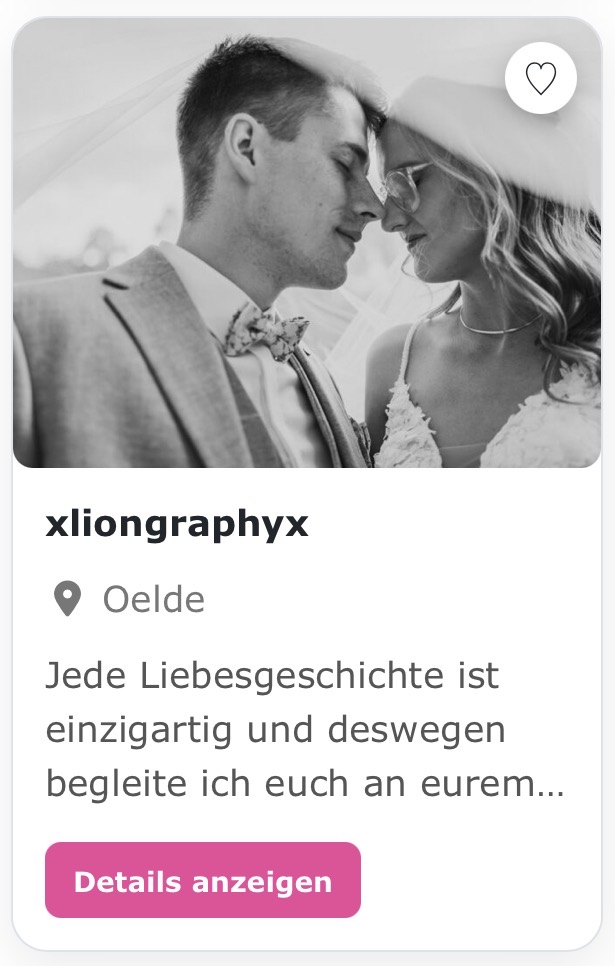 Hochzeitsfotografie „xliongraphyx“ Oelde Jede Liebesgeschichte ist einzigartig und deswegen begleite ich euch an eurem Hochzeitstag so, wie es zu euch passt.