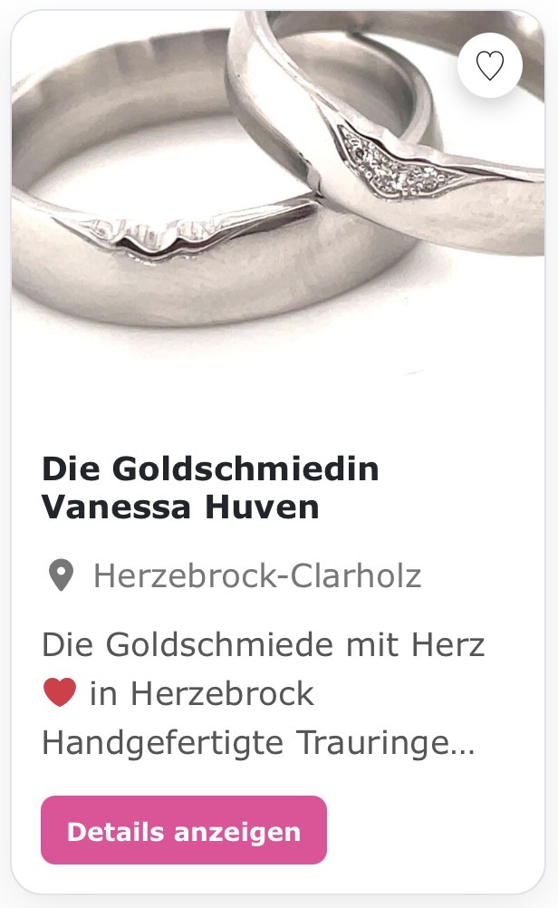 Die Goldschmiedin „Vanessa Huven“ Die Goldschmiede mit Herz ❤️ in Herzebrock Handgefertigte Trauringe aus dem Goldschmiede Atelier Vanessa Huven