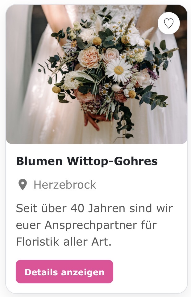 Hochzeits Floristik „Blumen Wittop-Gohres“ Seit über 40 Jahren sind wir euer Ansprechpartner für Floristik aller Art.Seit über 40 Jahren sind wir euer Ansprechpartner für Floristik aller Art.